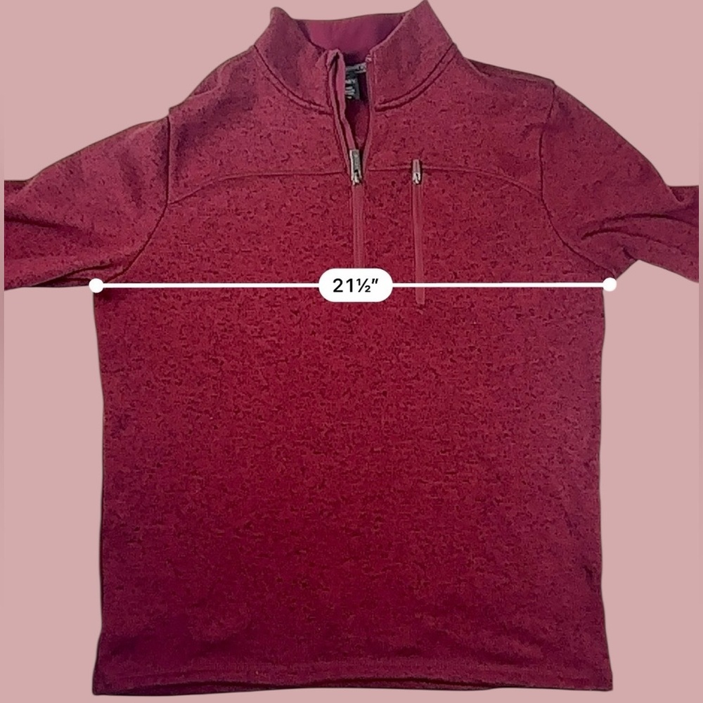 Jockey Mens Medium Red Quarter-Zip Pullover Fleece Sweater Casual Outdoor - Picture 11 of 15